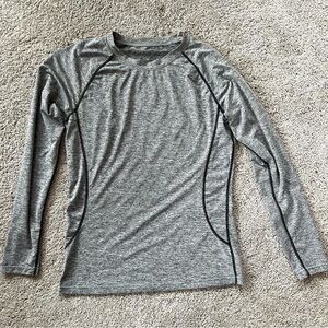 Women's (M) Grey Gray Thermal Turtle Long Sleeve Shirt Compression Baselayer Top